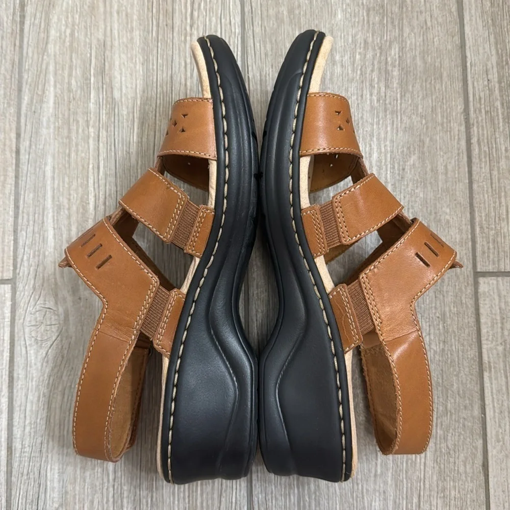 Clarks Lexi Qwin Brown Leather Slingback Sandals Shoes Size 8 Wide - Picture 7 of 15